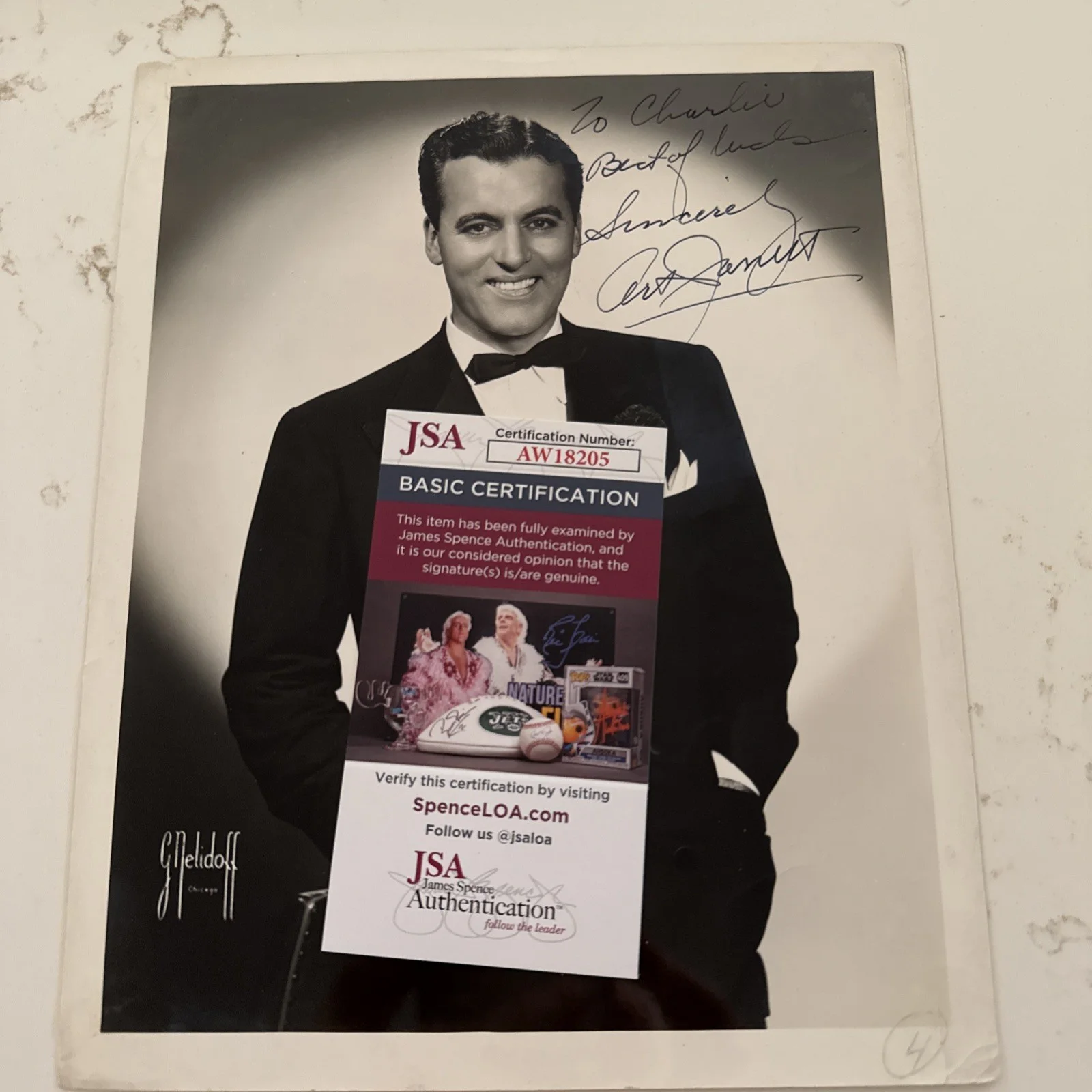 Art Arthur Jarrett George Nelidoff Photo SIGNED JSA COA Actor Bandleader Singer, изображение 2