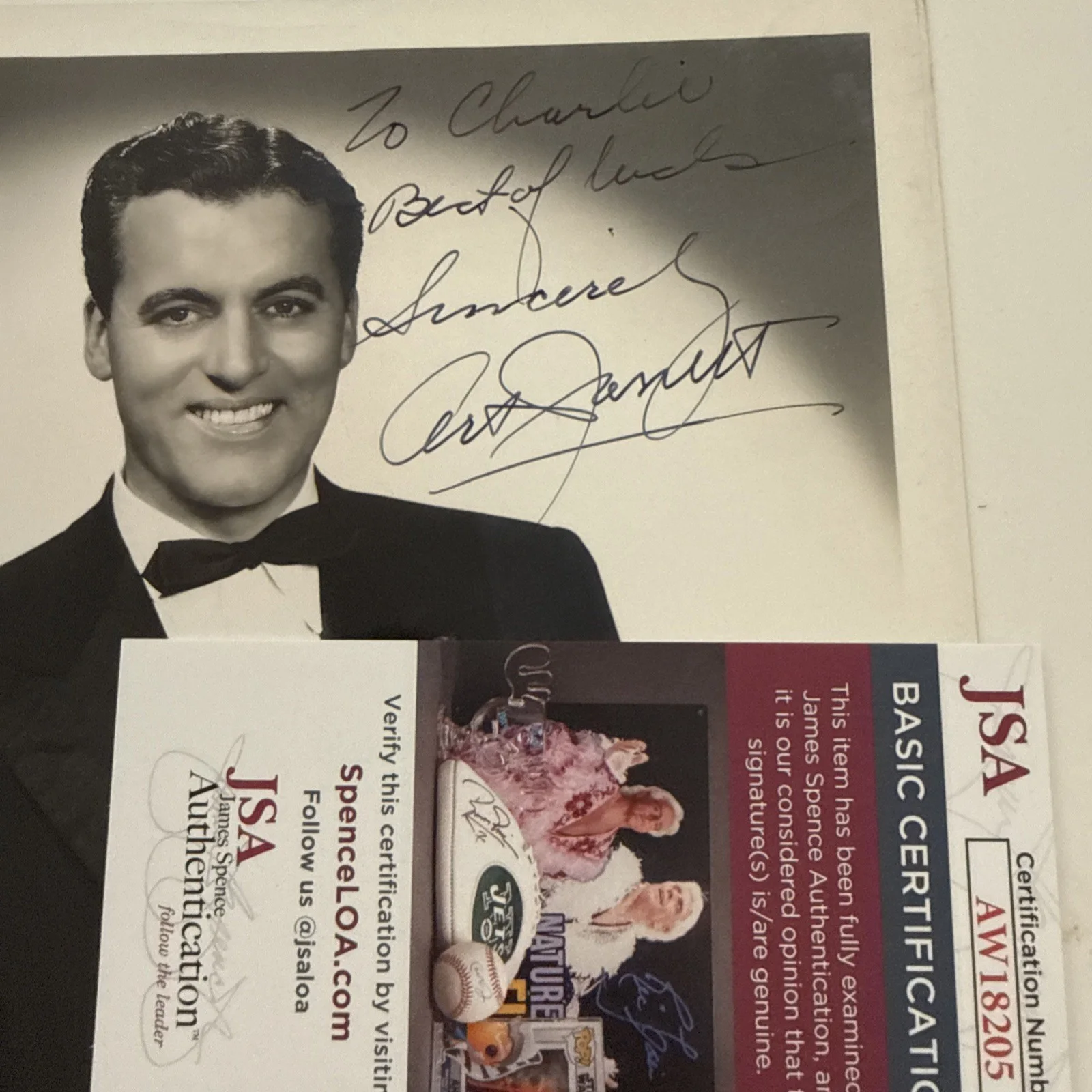 Art Arthur Jarrett George Nelidoff Photo SIGNED JSA COA Actor Bandleader Singer, изображение 3