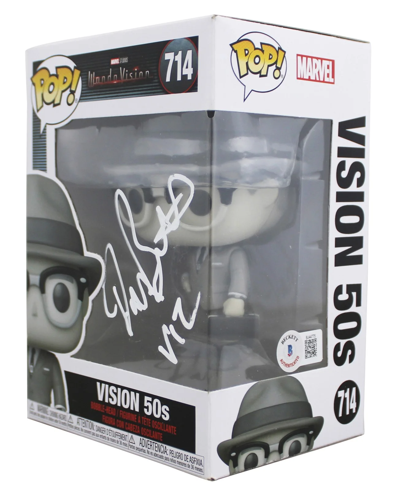 Paul Bettany — Paul Bettany WandaVision "Viz" Signed Vision #714 Funko Pop Figure BAS #BJ44775, изображение 2