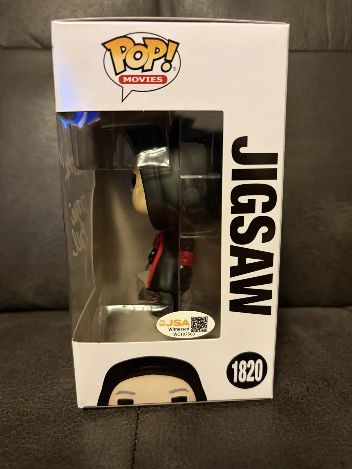 Tobin Bell — Tobin Bell AUTOGRAPHED SIGNED Jigsaw Funko Pop Saw JSA Witnessed COA w/Protecter, image 3