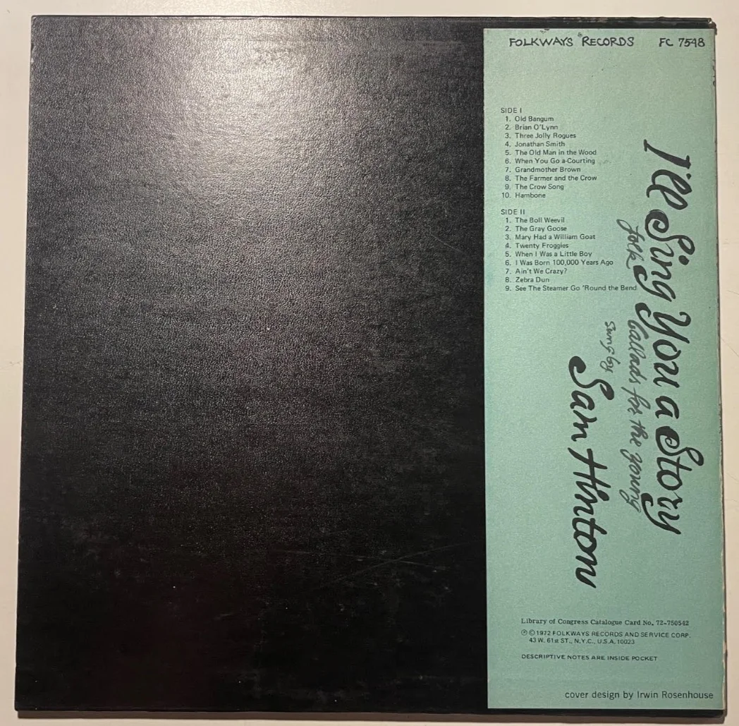 RARE SIGNED LP Sam Hinton I'll Sing You A Story Folkways Records USED GOOD, изображение 2