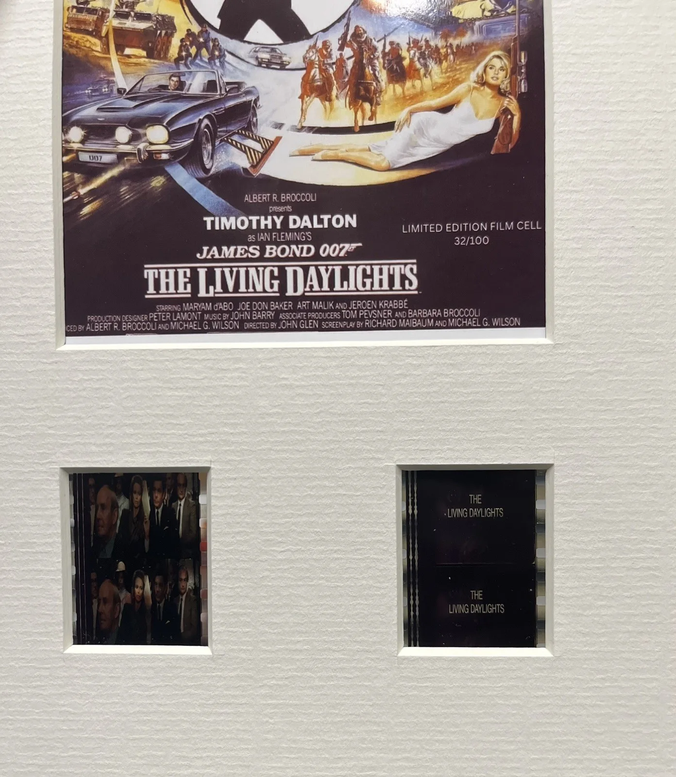 007 JAMED BOND. The Living Daylights . 35mm Film Cell Mounted Display, изображение 3