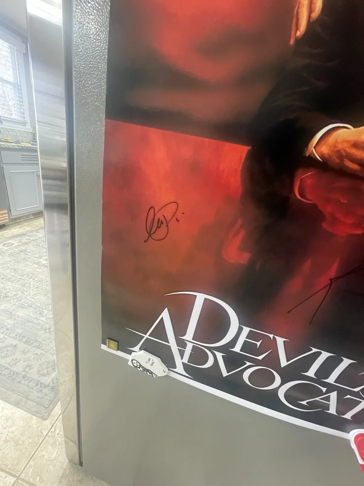Al Pacino — Al Pacino+ Keanu Reeves Auto Devil's Advocate 24x37 Movie Poster COA, image 4