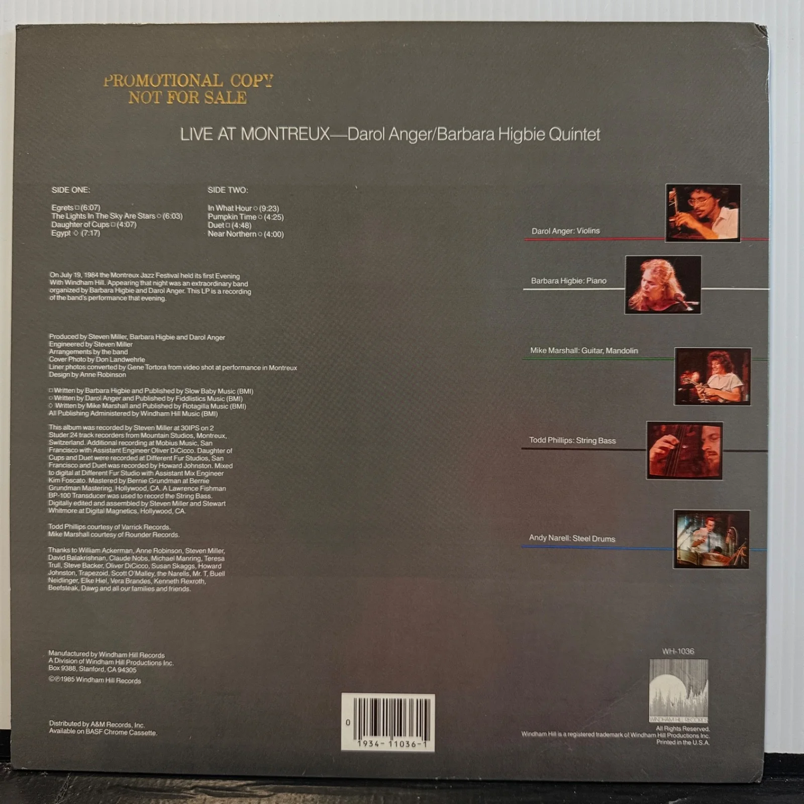 AUTOGRAPHED - DAROL ANGER / BARBARA HIGBIE QUINTET "Live At Montreux" vinyl LP, изображение 3