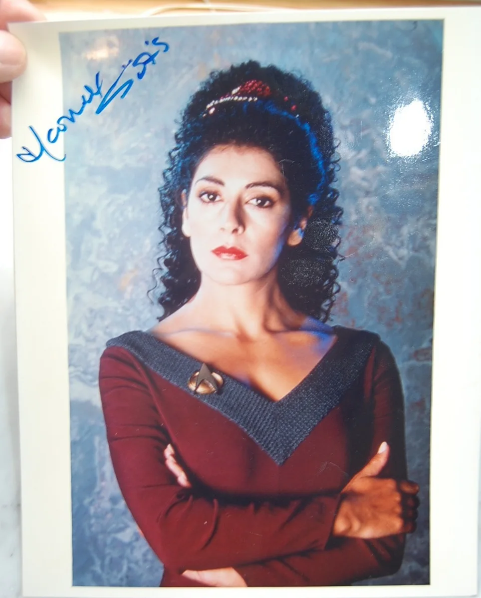 Marina Sirtis — Marina Sirtis Deanna Troi Autographed 8"x 10" - Star Trek: TNG + 2 extra photos