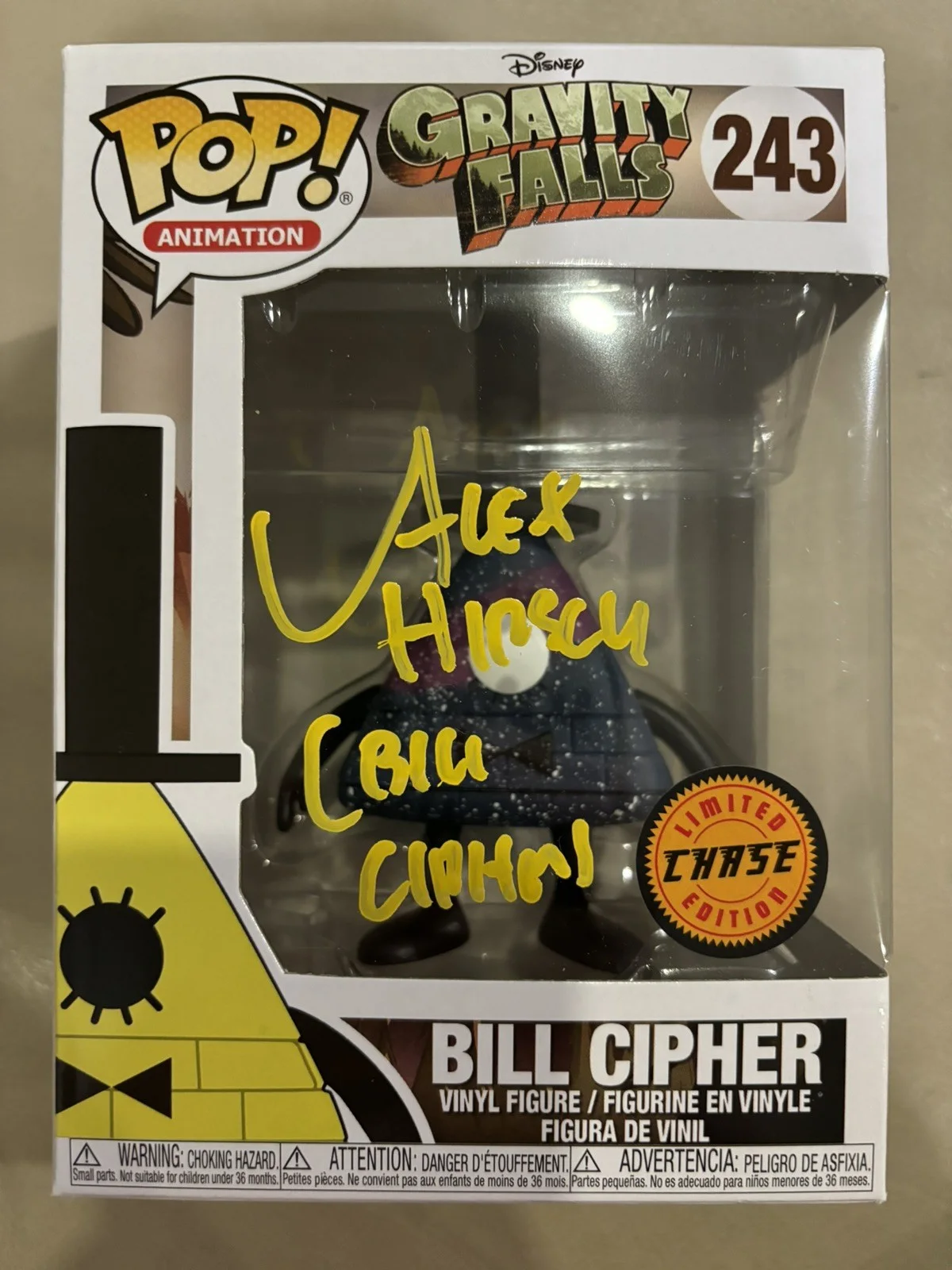 Alex Hirsch — Bill Cipher Chase Funko Pop Signed by Alex Hirsch Gravity Falls Authenticated