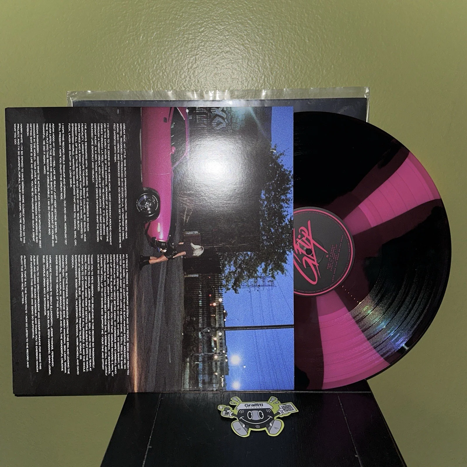 G FLIP Dream Ride LP Autographed SIGNED Graffiti Exc Hot Pink & Black Vinyl /500, image 4