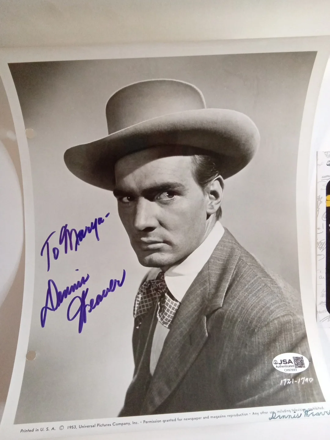 Dennis Weaver Gunsmoke Chester McCloud Signed 8x10 Photo JSA, изображение 2