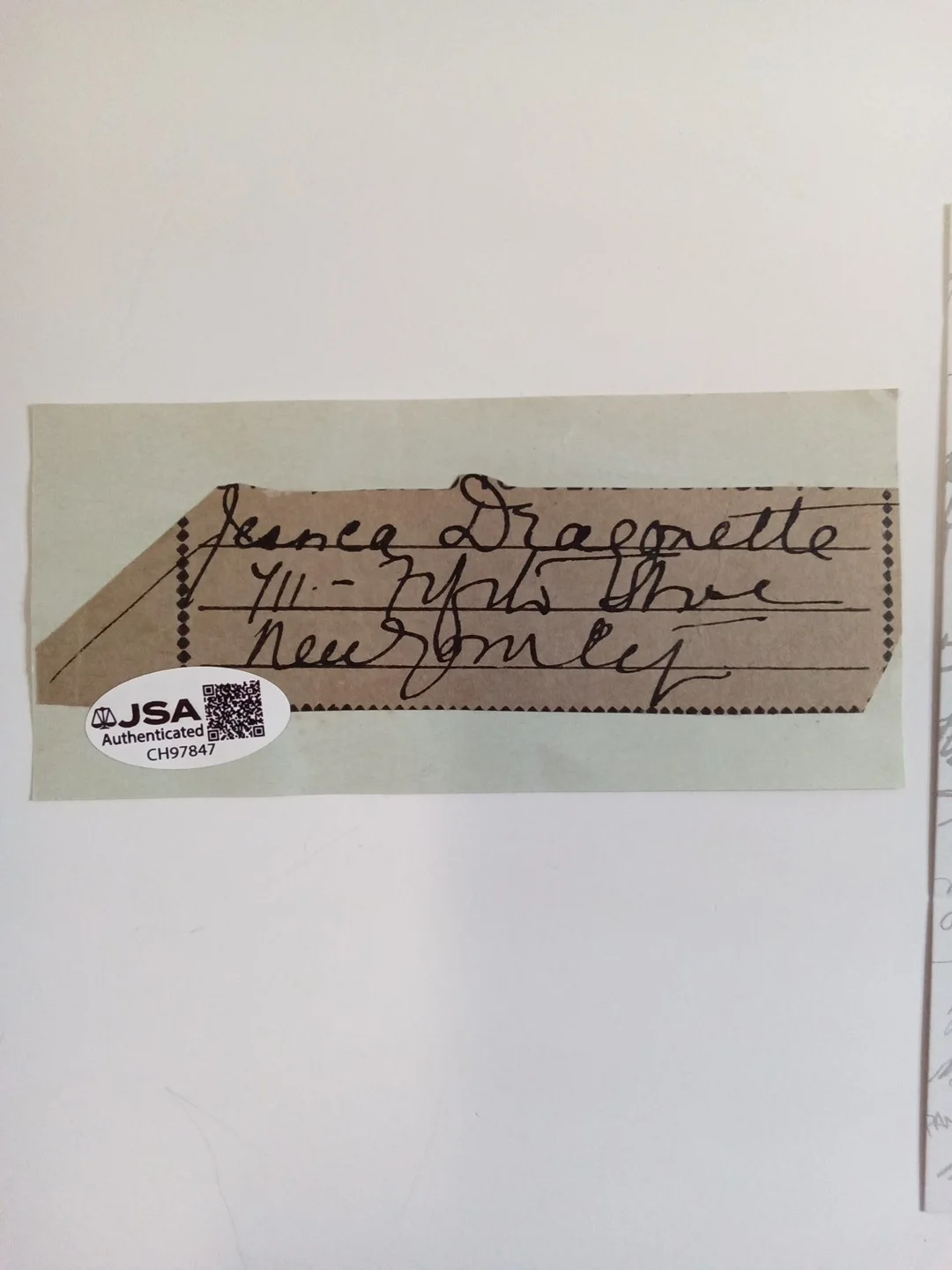 Jessica Dragonette Radio Princess Of Song Signed Cut JSA, изображение 2