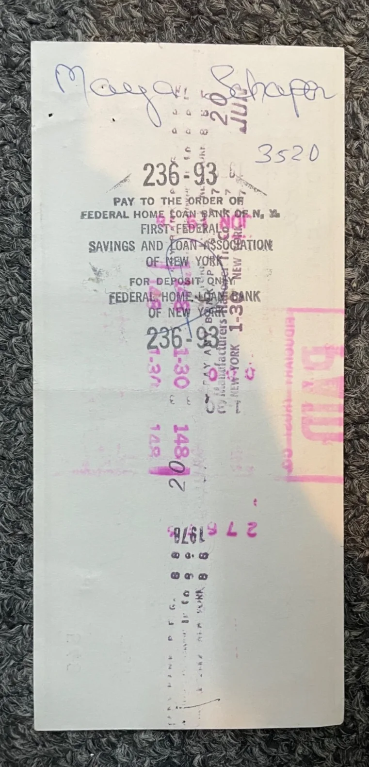 Carrie Fisher-Signed Personal Check, 1978, image 2