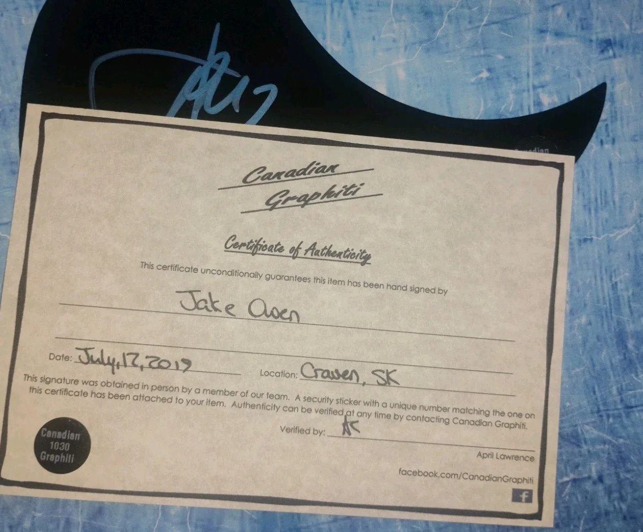 Jake Owen Hand Signed Autograph Guitar Pick Guard COA - NO US TARIFFS, image 4