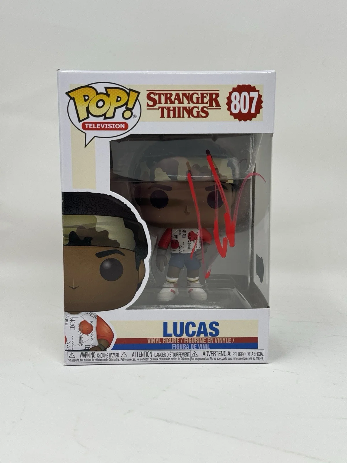 Caleb McLaughlin — Caleb McLaughlin Stranger Things Signed Autograph Lucas Funko Pop 807 BAS COA, image 2