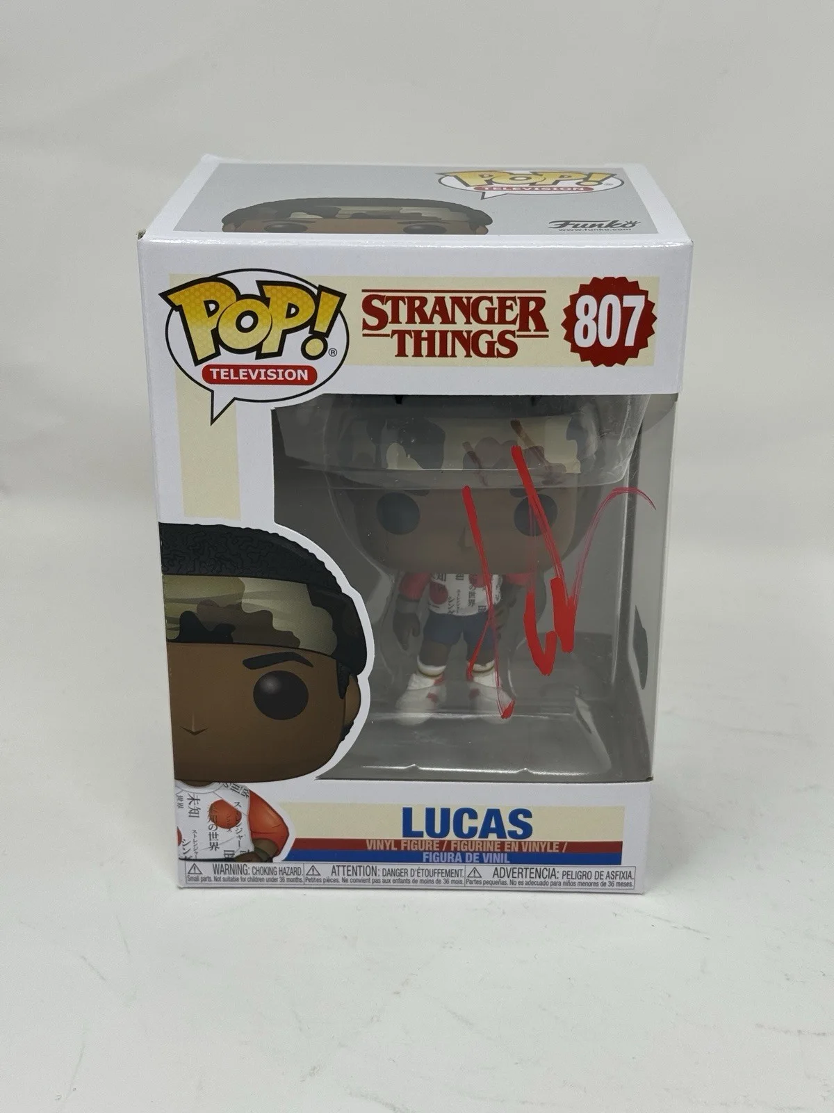 Caleb McLaughlin — Caleb McLaughlin Stranger Things Signed Autograph Lucas Funko Pop 807 BAS COA, image 3