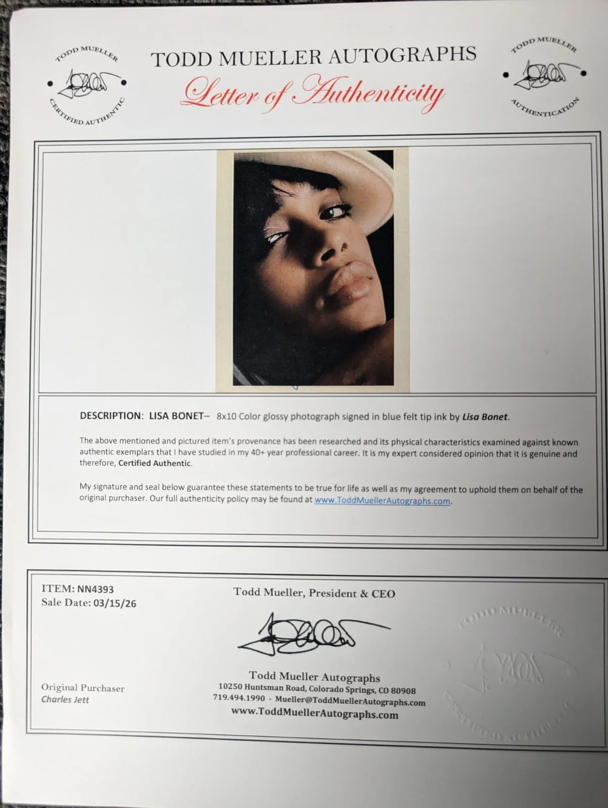 Lisa Bonet — Lisa Bonet Signed 8x10 Photo with C.O.A, image 3