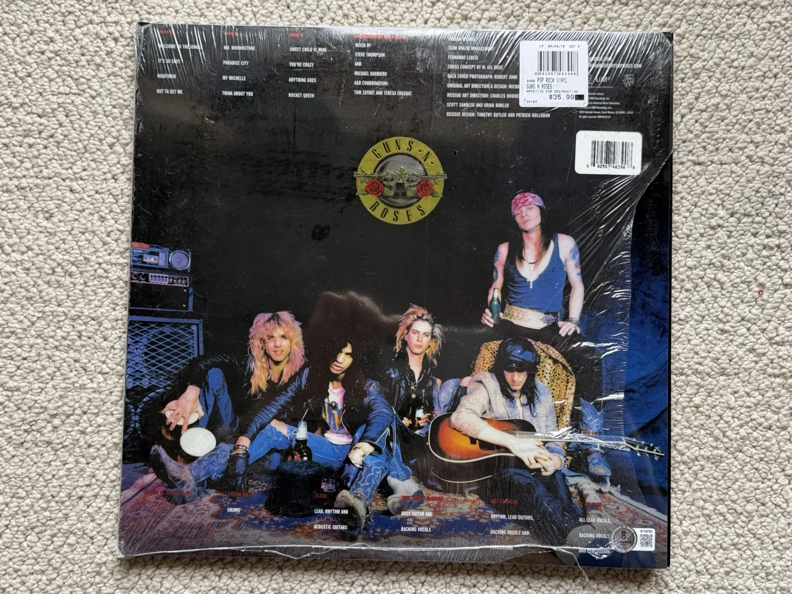 Steven Adler Signed Autographed Guns N Roses Appetite For Destruction Vinyl BAS, image 3