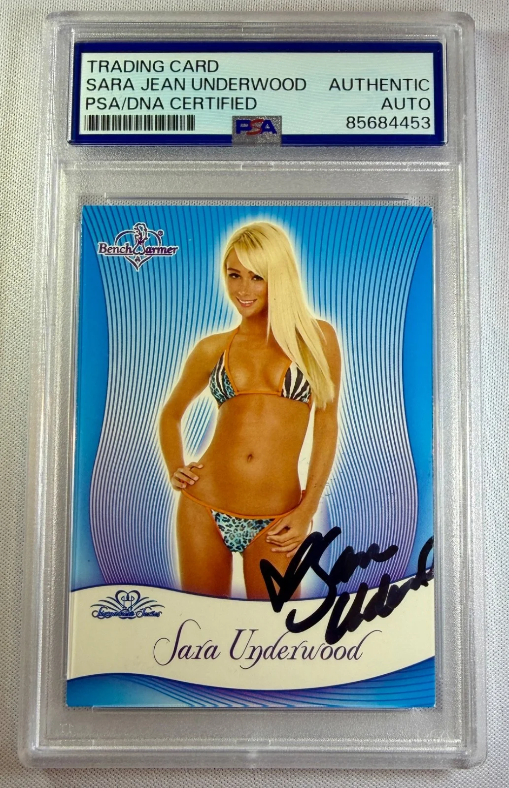 Sara Jean Underwood — 2010 Benchwarmer Sara Jean Underwood Signed Auto Trading Card #15 PSA DNA