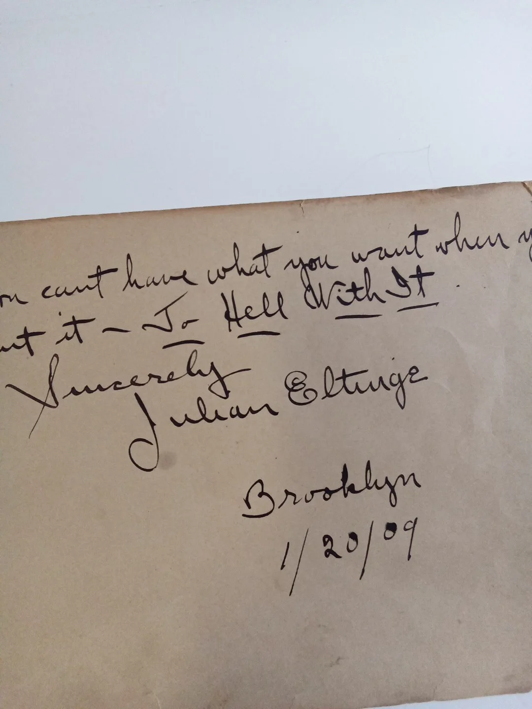 Julian Eltinge Signed Quote 1909 Vaudeville Female Impersonator JSA, изображение 3