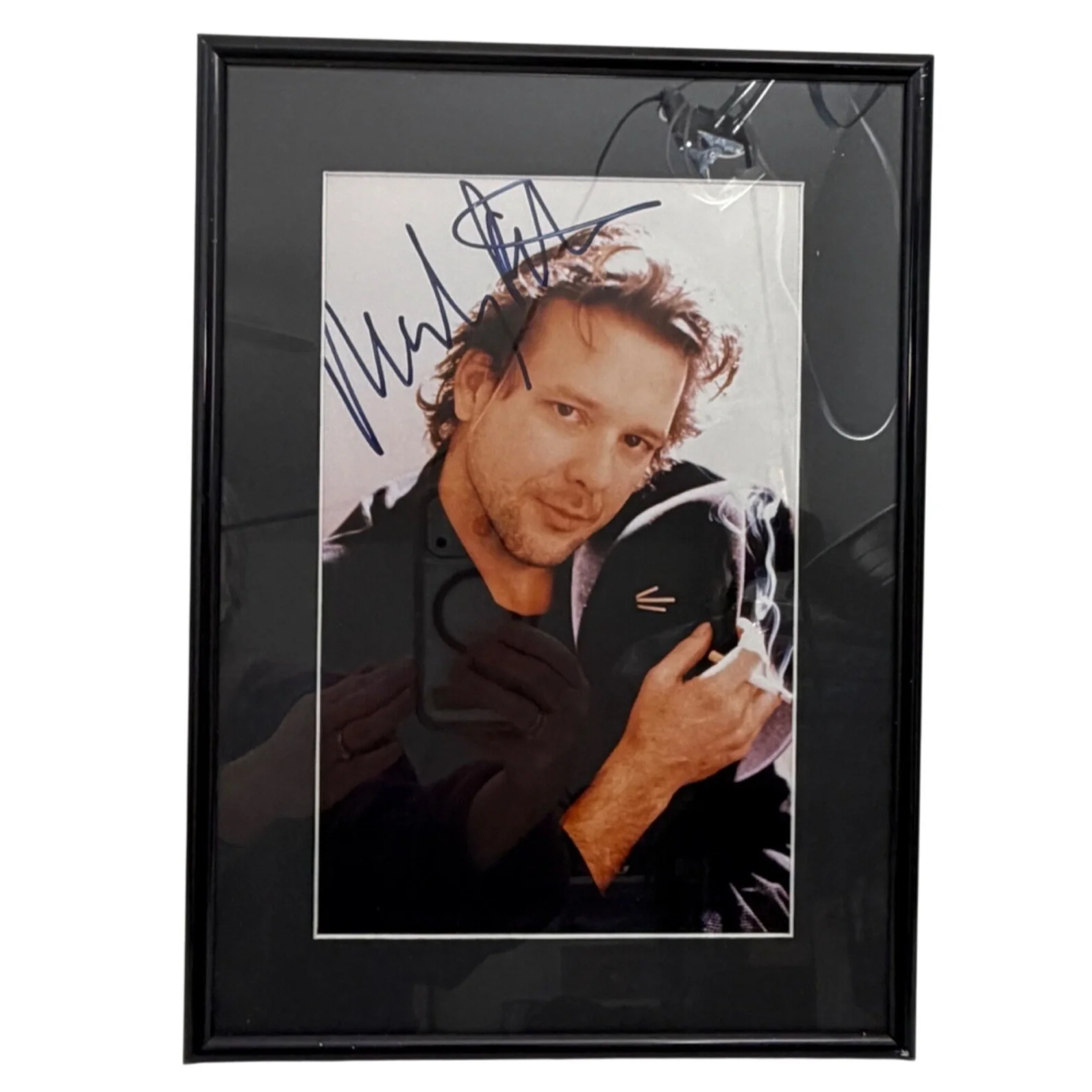 Mickey Rourke — Vintage Young Mickey Rourke Autographed Early Color Framed Photo with COA, image 2