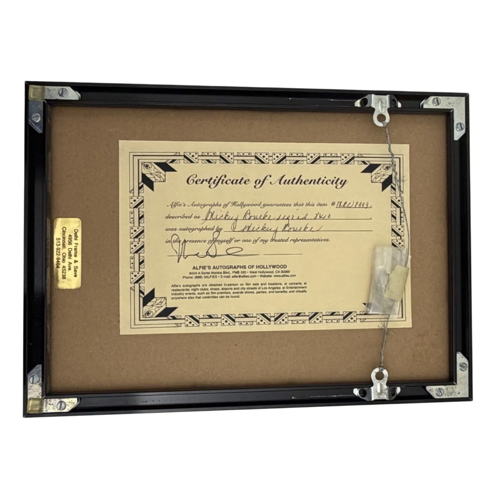 Mickey Rourke — Vintage Young Mickey Rourke Autographed Early Color Framed Photo with COA, image 3