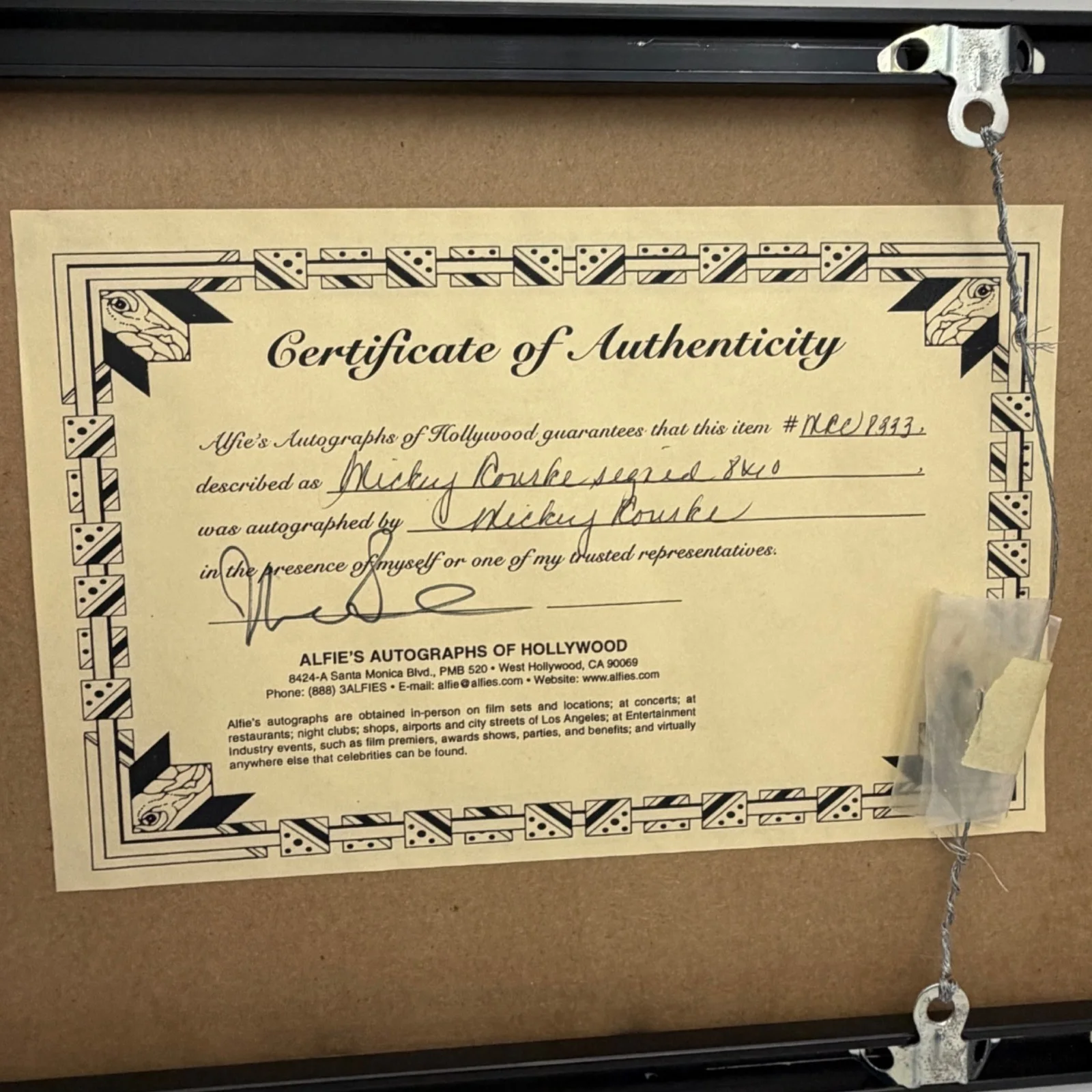 Mickey Rourke — Vintage Young Mickey Rourke Autographed Early Color Framed Photo with COA, image 5