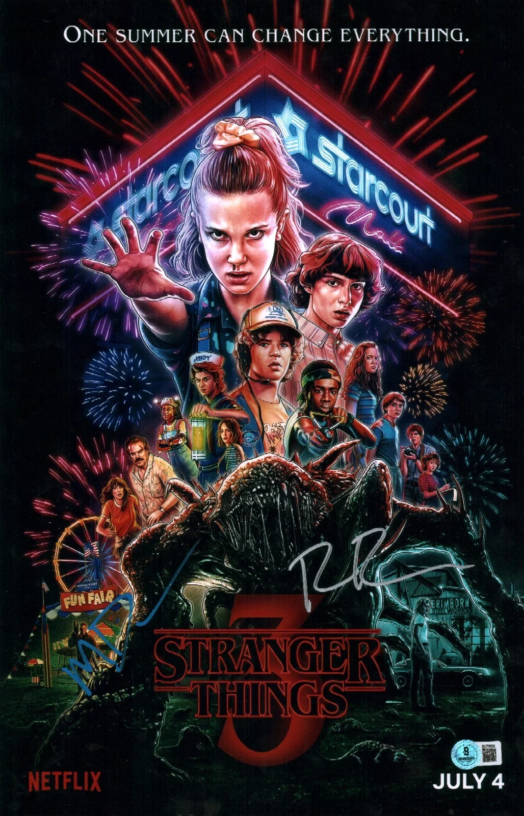matt and ross duffer — DUFFER BROTHERS SIGNED STRANGER THINGS 11X17 PHOTO MATT ROSS DUFFER S3 BAS COA