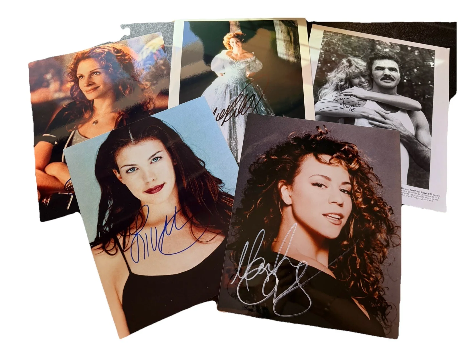 Farrah Fawcett, Julia Roberts, Mariah Carey — VINTAGE 90s HOLLYWOOD ICONS LEADING LADIES Autographs Lot (5)