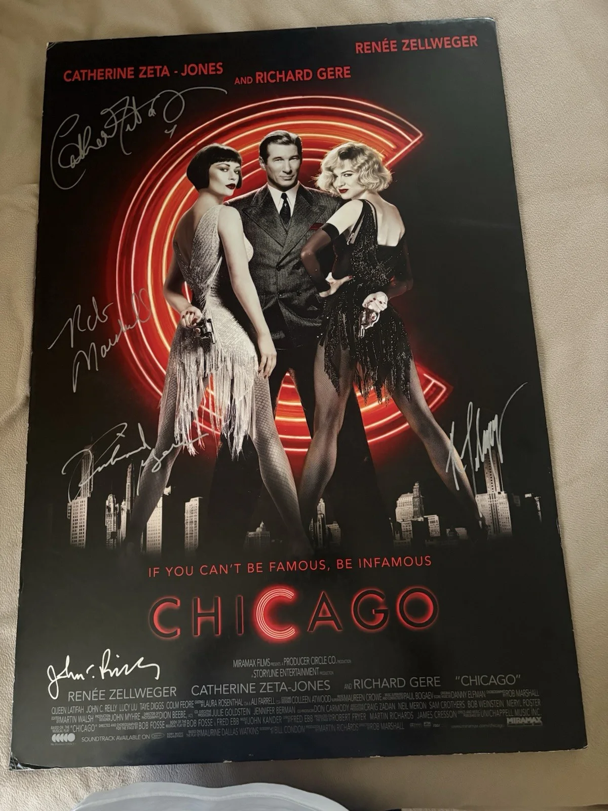 Catherine Zeta Jones — Chicago Movie Poster 40x27 Signed By 5 Stars C Jones, Richard Gere Etc. w/COA
