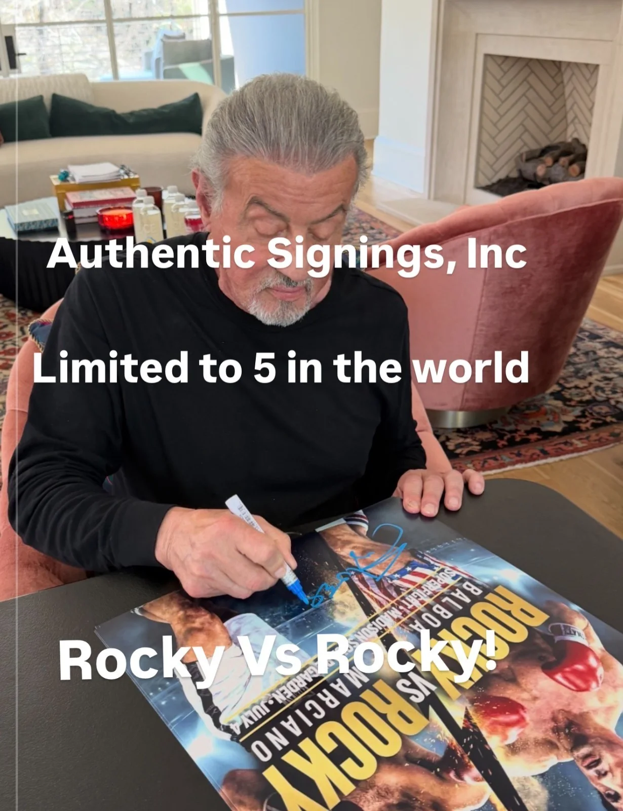 Sylvester Stallone — Sylvester Stallone Autographed w/ Rocky Marciano VS ROCKY" 16x20 Photo ASI Proof, изображение 2