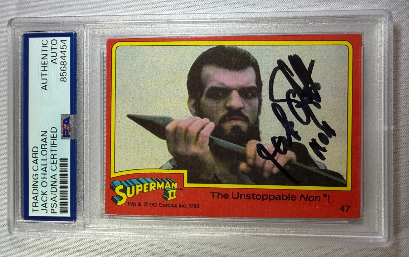 Jack O'Halloran — 1980 Topps Superman 2 Non Jack O'Halloran Signed Auto Card #47 PSA DNA
