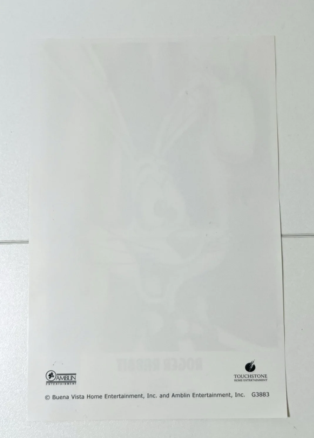 Roger Rabbit — Roger Rabbit Autograph Signed Photo Maroon Studios Buena Vista Insert, image 2