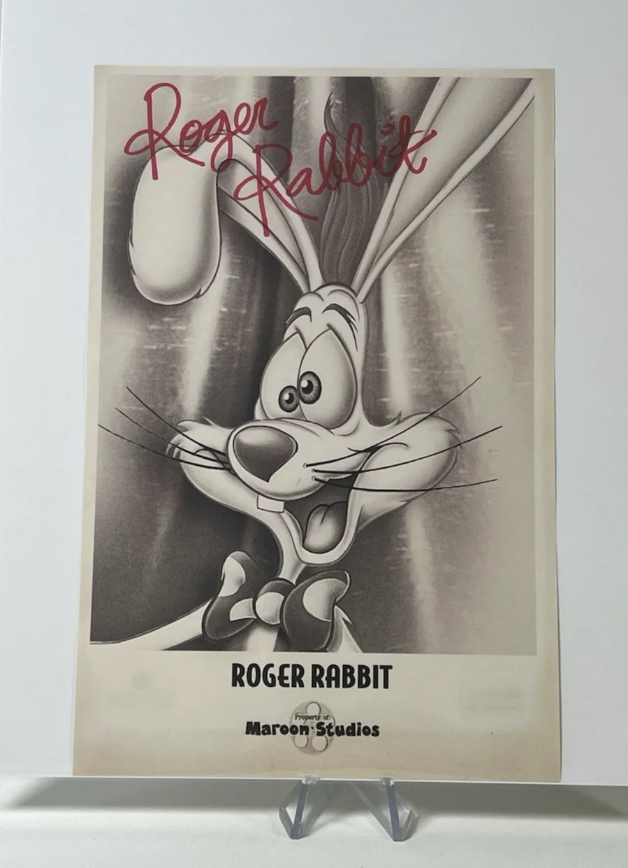 Roger Rabbit — Roger Rabbit Autograph Signed Photo Maroon Studios Buena Vista Insert, image 3
