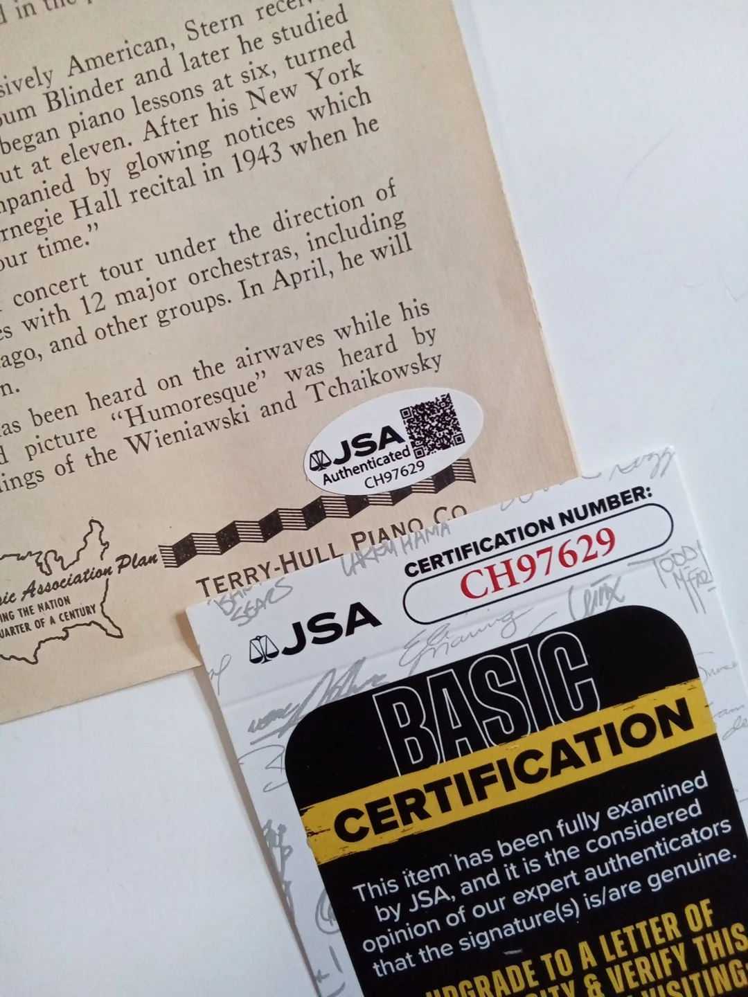 Isaac Stern & Alexander Zakin Signed Concert Program JSA Authenticated, image 4