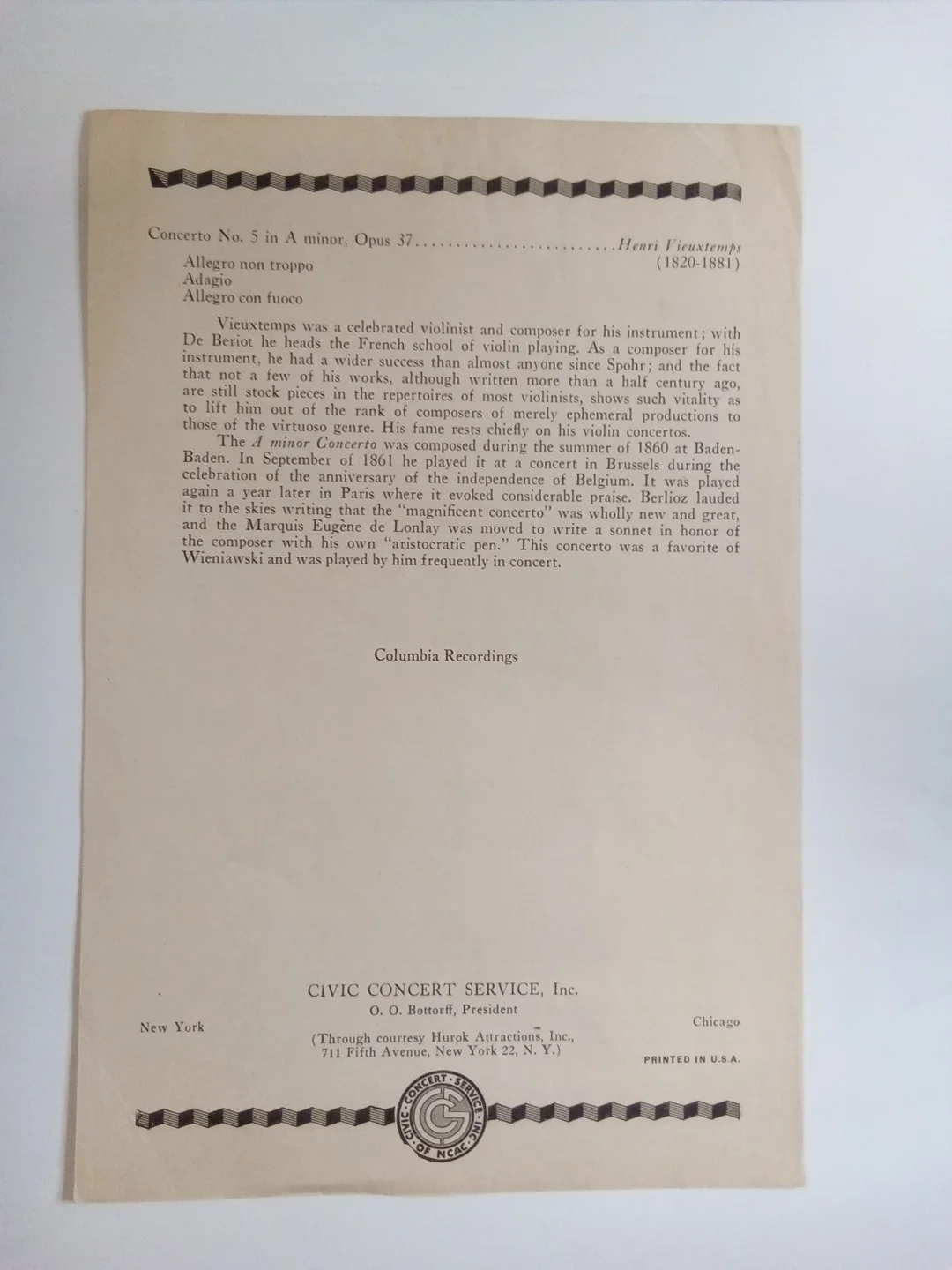 Isaac Stern & Alexander Zakin Signed Concert Program JSA Authenticated, image 5