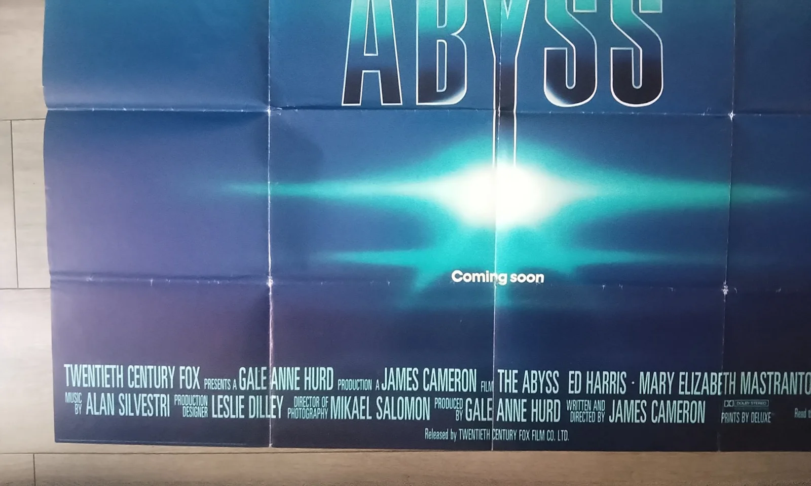 THE ABYSS, COMING SOON , 1989 QUAD POSTER, JAMES CAMERON, изображение 2