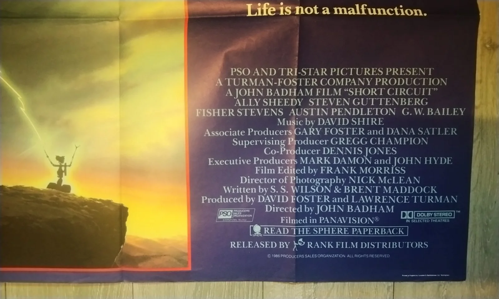 SHORT CIRCUIT, 1986 QUAD POSTER, STEVE GUTTENBERG, ALLY SHEEDY., изображение 4