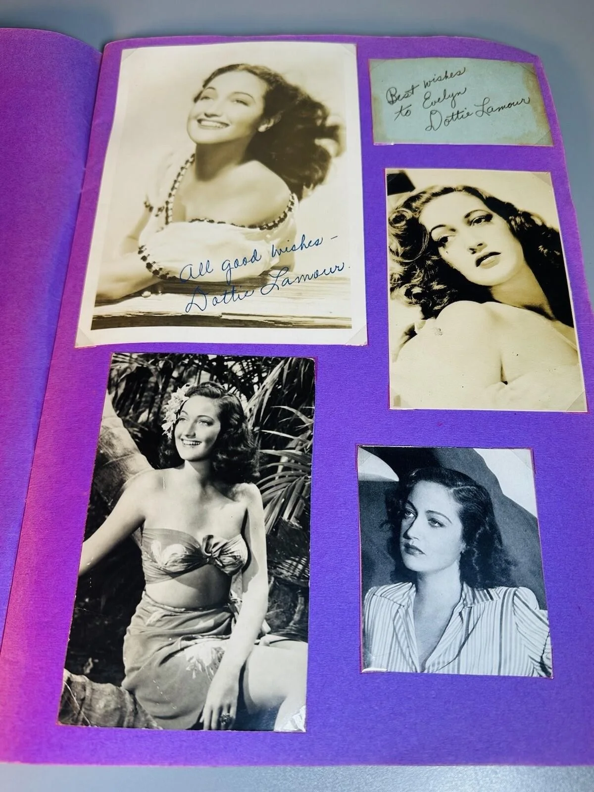 Vintage Dorothy Lamour Scrapbook - Autograph Signed Photo Fan Letter Cuttings, изображение 3