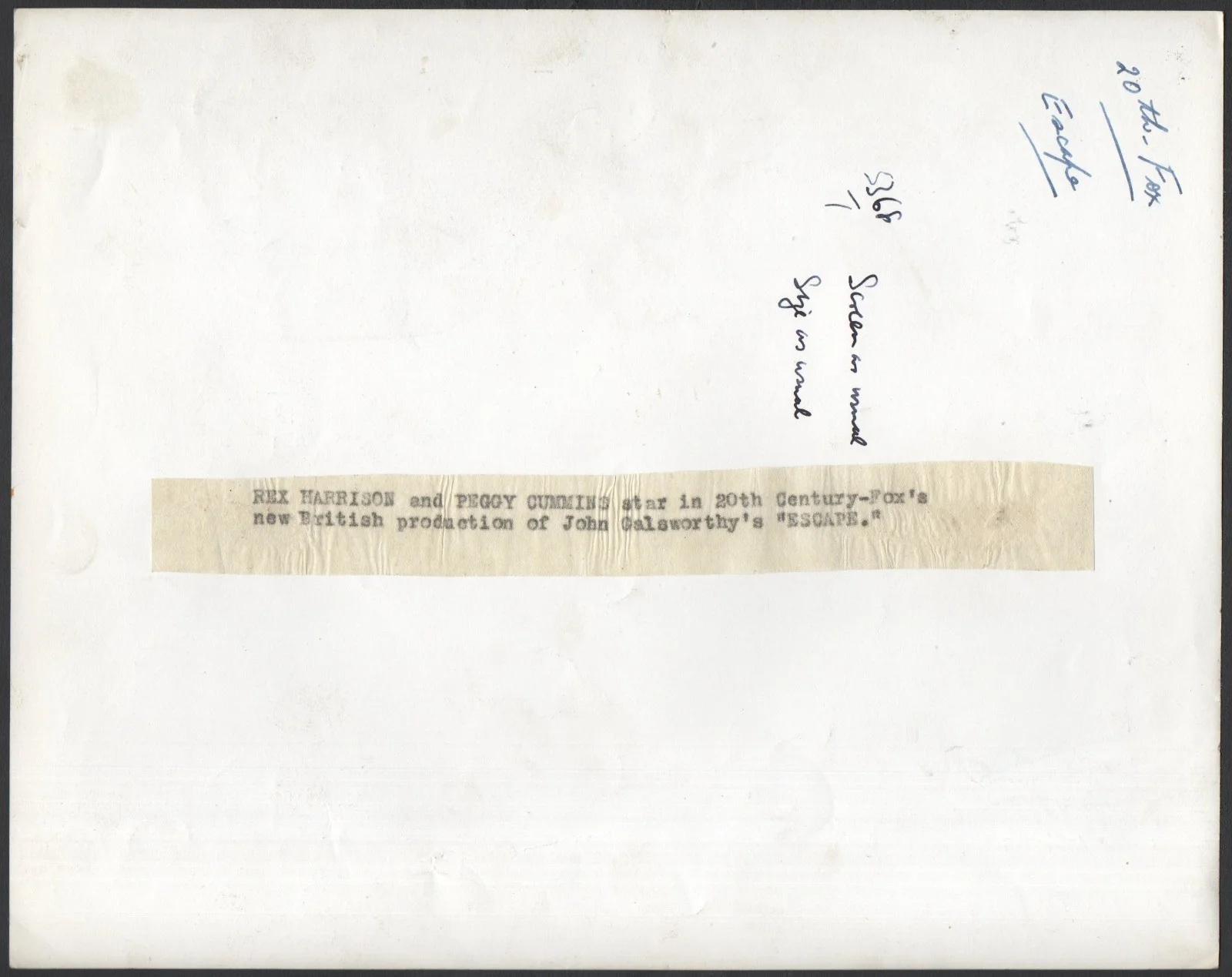 ESCAPE 1948 Rex Harrison, Peggy Cummins, Norman Wooland 4 10x8 STILLS, изображение 2