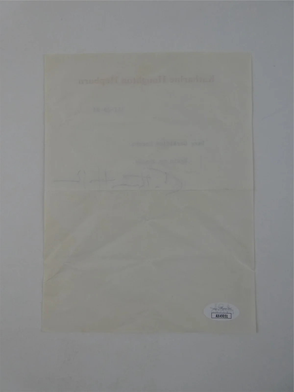 Katherine Hepburn — Katharine Hepburn Signed Typed Letter TLS Autographed 6x8 w/ Envelope, JSA COA, image 4