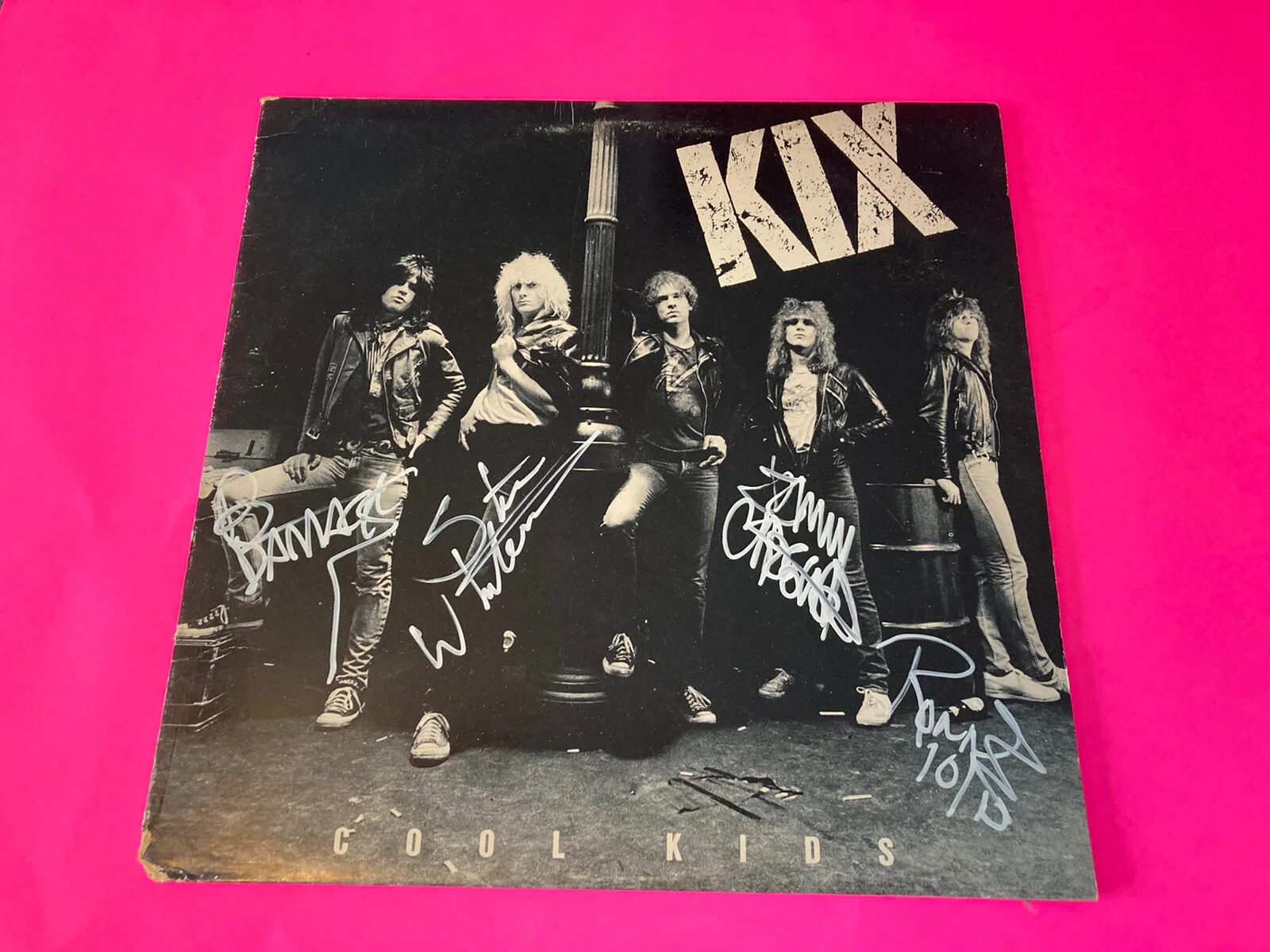 KIX x4 SIGNED COOL KIDS VINYL LP RECORD *EXACT PROOF*, image 2