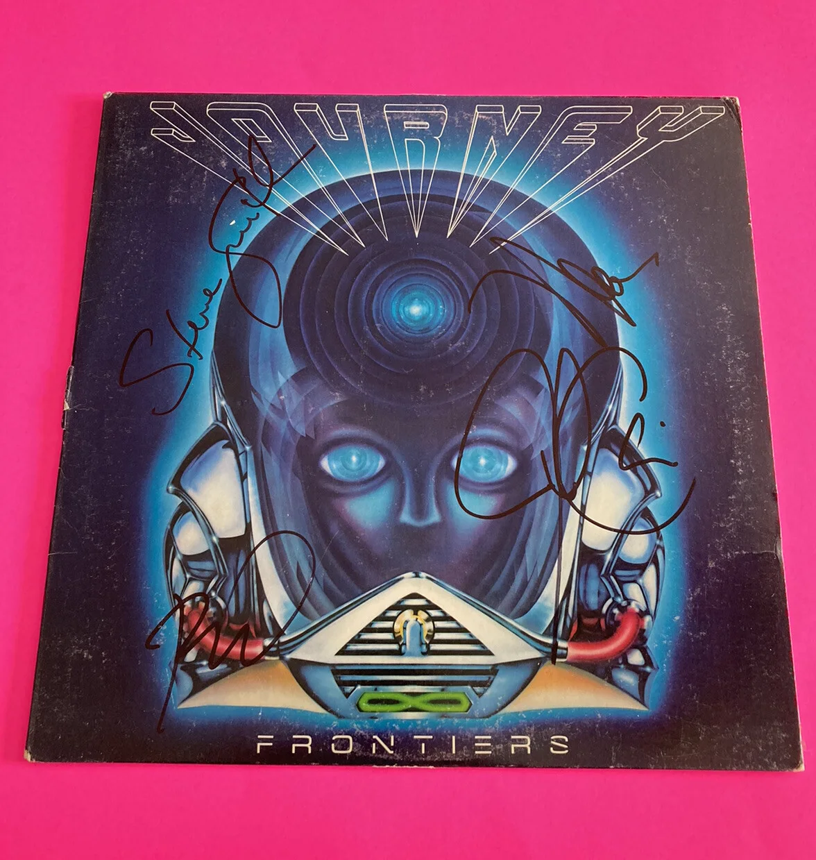 JOURNEY x4 SCHON VALORY SMITH CAIN SIGNED FRONTIERS VINYL LP *EXACT PROOF*, image 2