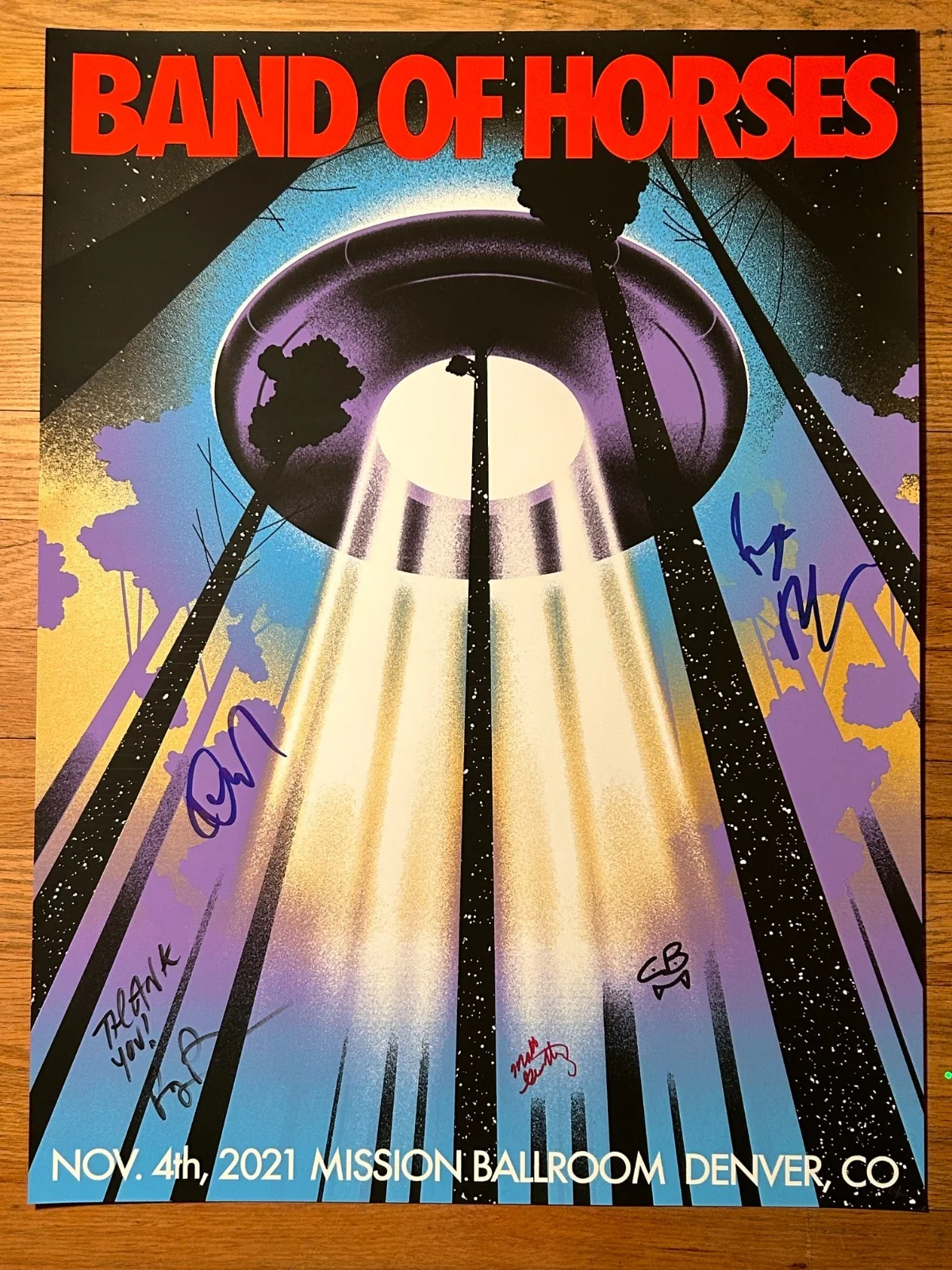 SIGNED Band of Horses Tour Poster | Mission Ballroom | 11/4/2021, изображение 2