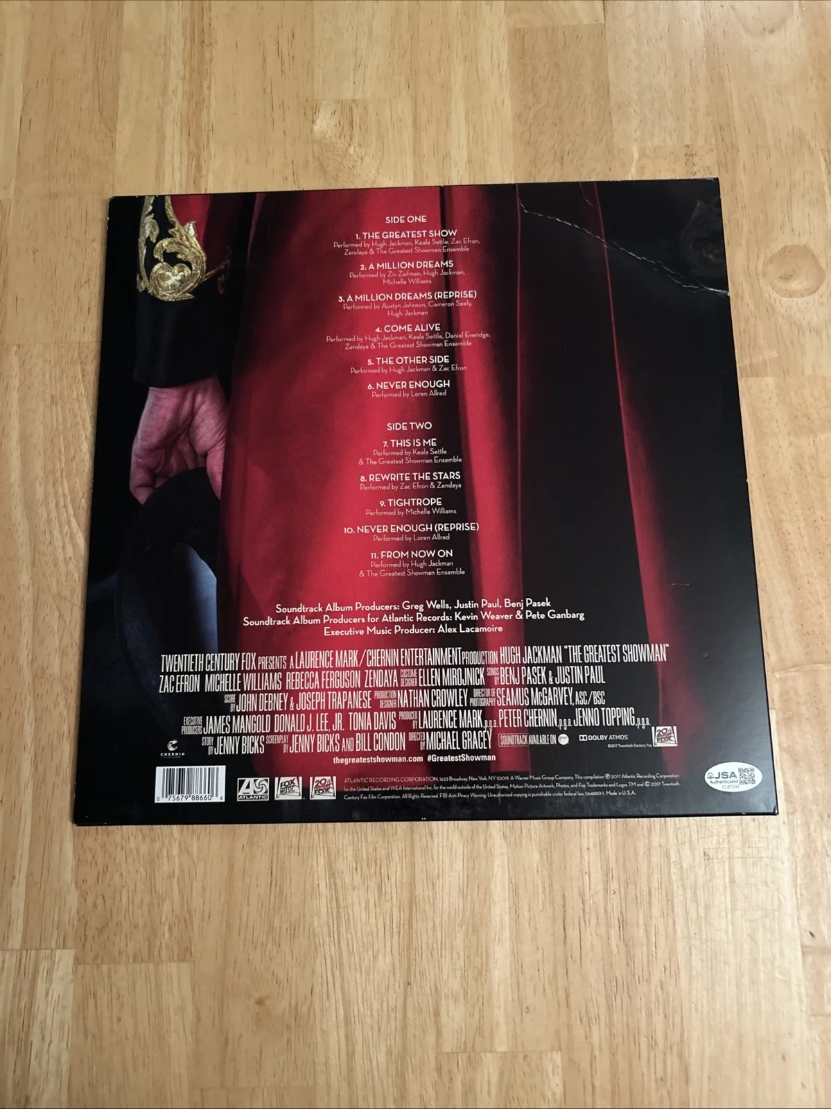Hugh Jackman Autographed The Greatest Showman Vinyl JSA Certified, image 3