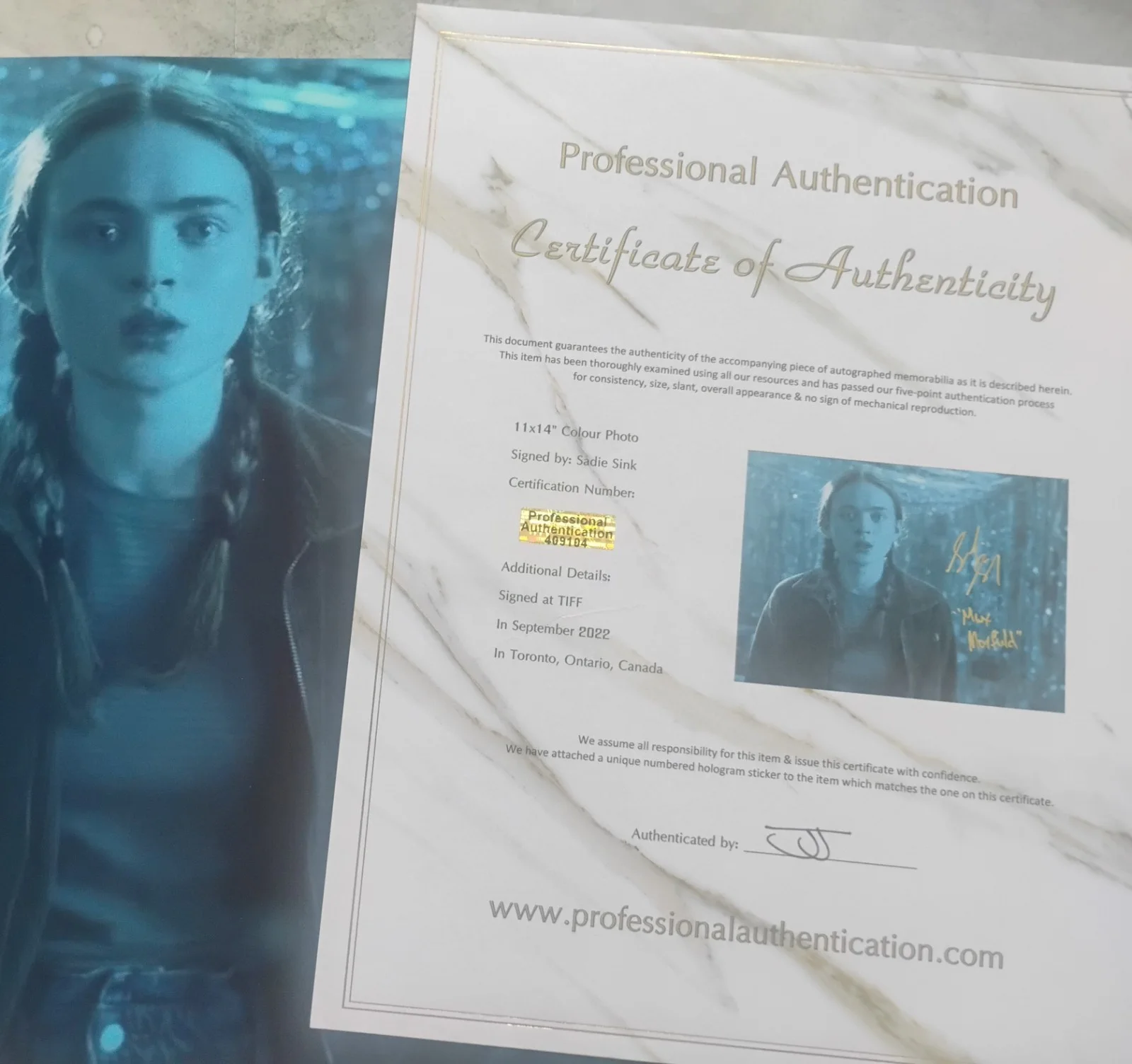 Sadie Sink Hand Signed Autograph 11x14 Photo COA Stranger Things NO US TARIFFS, изображение 4