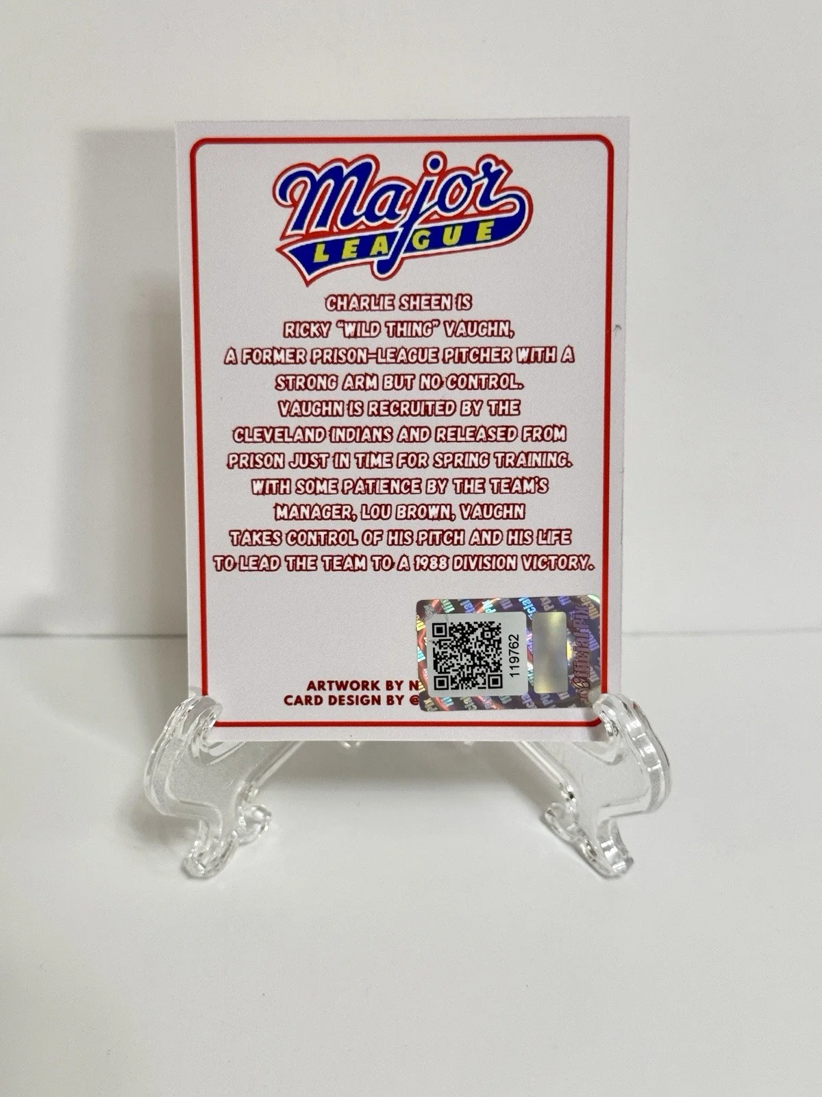 Charlie Sheen — Charlie Sheen Signed Custom Trading Cards Ricky Wild Thing Vaughn W/Original Art, image 4