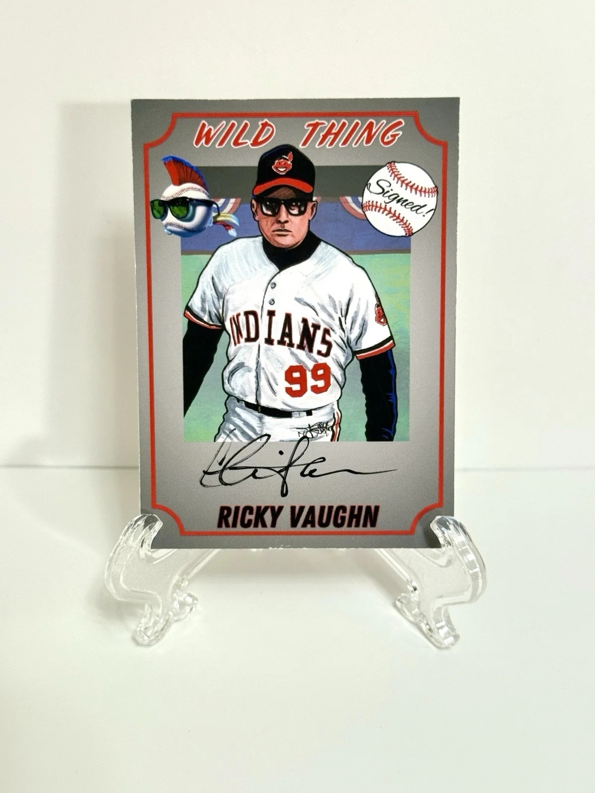 Charlie Sheen — Charlie Sheen Signed Custom Trading Cards Ricky Wild Thing Vaughn W/Original Art, image 5