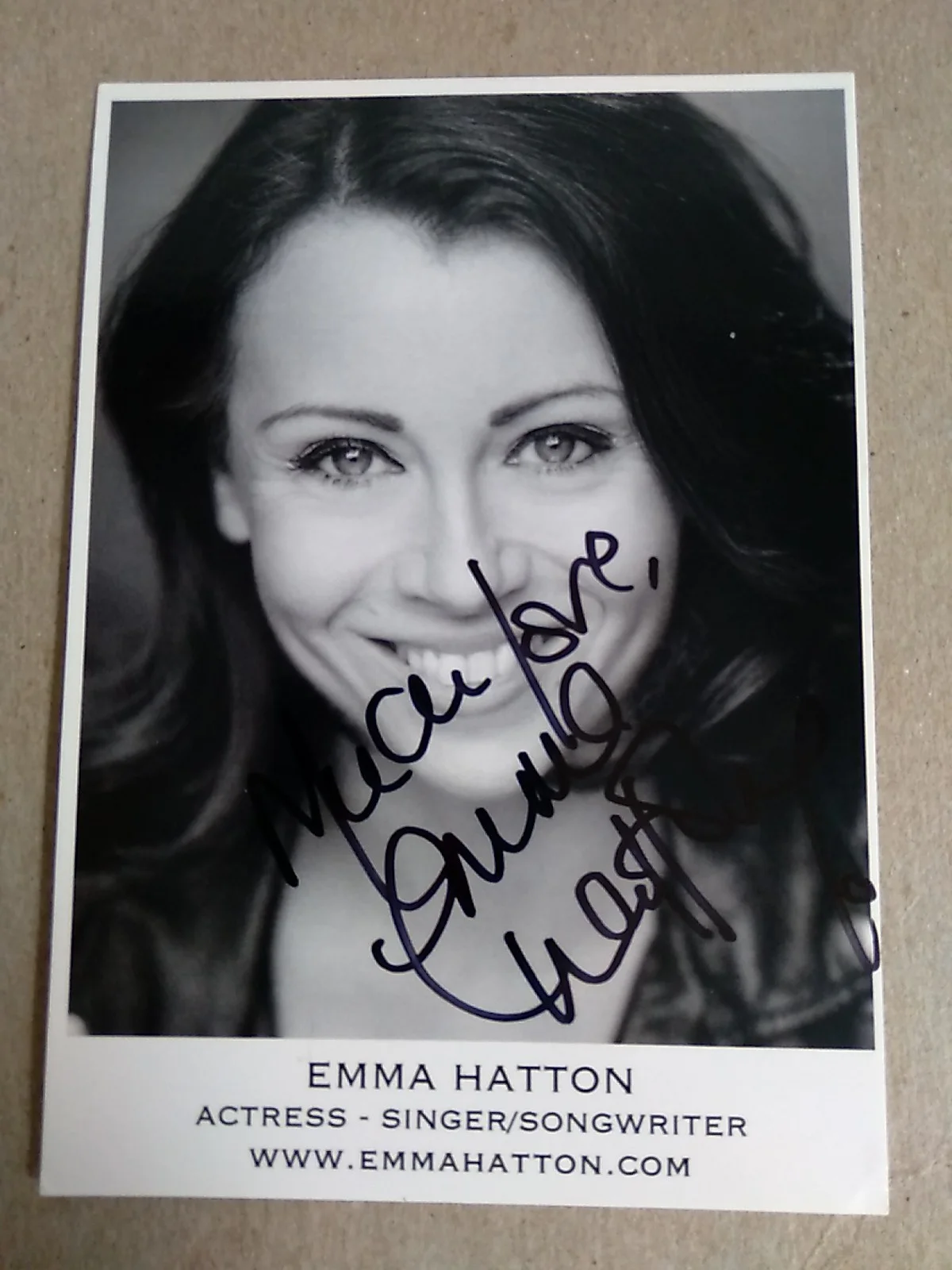 Emma Hatton Actress Singer And Songwriter Signed Autograph 6x4in Black And White, image 2