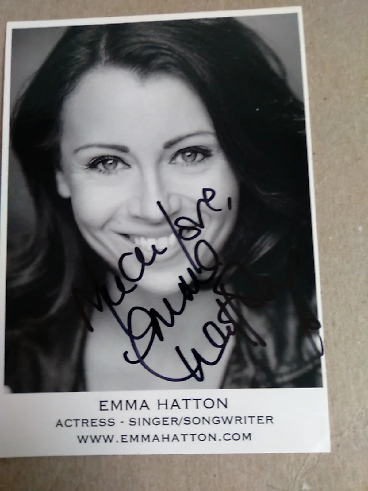 Emma Hatton Actress Singer And Songwriter Signed Autograph 6x4in Black And White, image 3