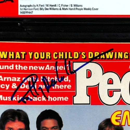Carrie Fisher, Harrison Ford, Mark Hamill, Billy Dee Williams — HARRISON FORD, FISHER, HAMILL, BILLY DEE Signed People Magazine PSA 7.0 Auto 9, изображение 2
