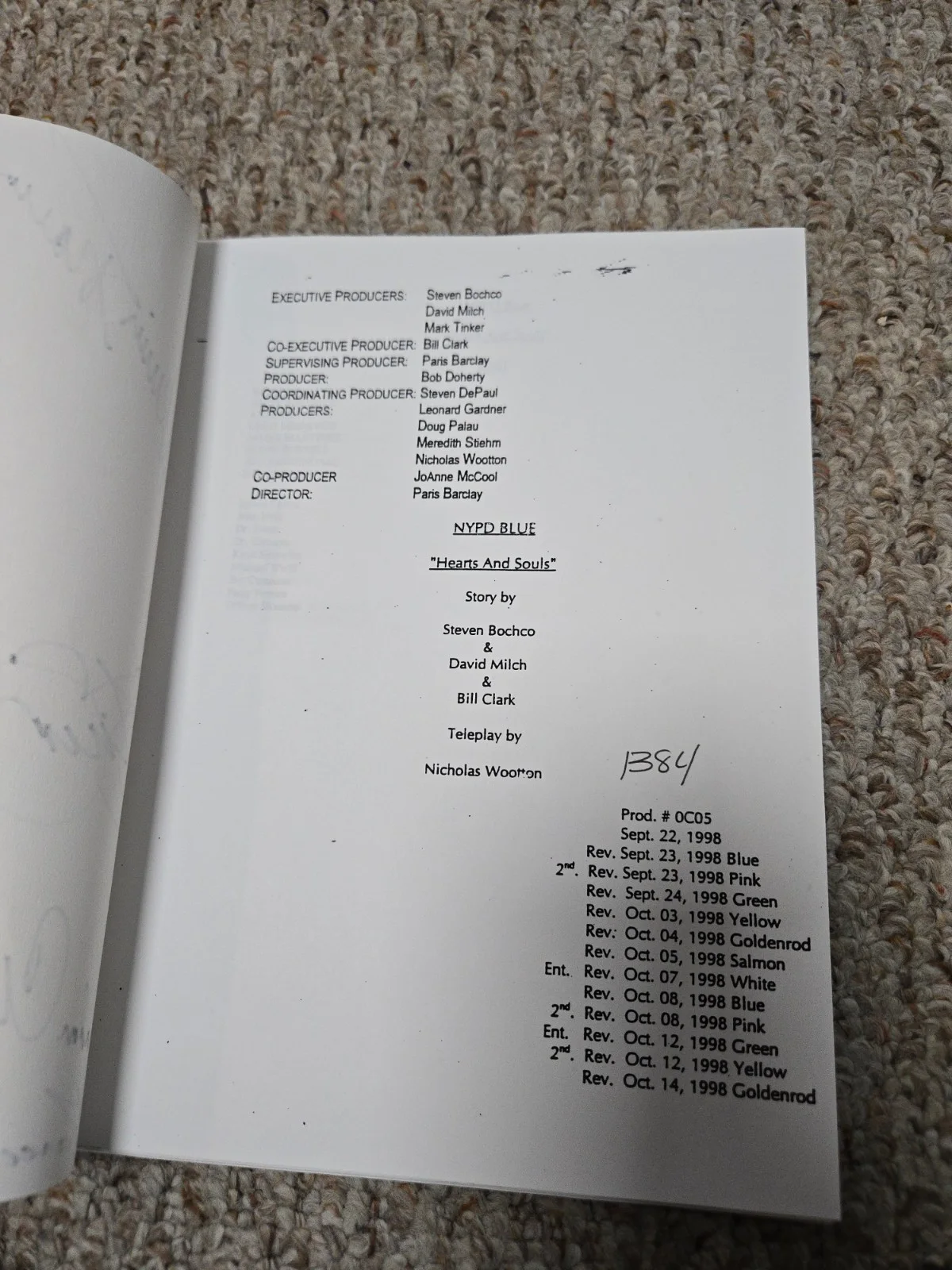 NYPD Blue "Hearts and Souls" Signed Script Cast Autographed-Franz-Exc Shape!, image 3