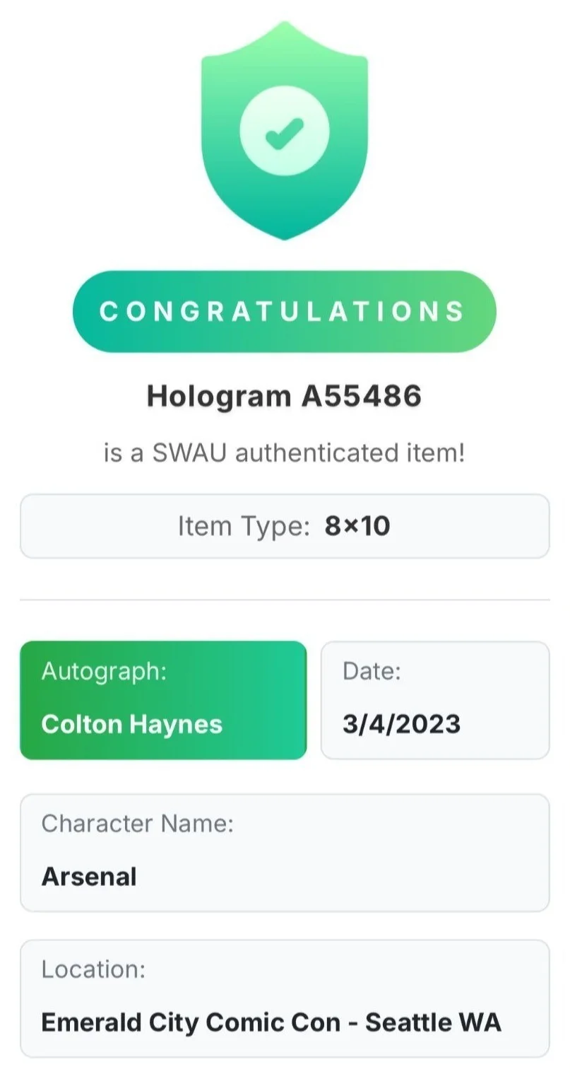 Colton Haynes — Colton Haynes Signed Arsenal Arrow 8x10 Photo Autograph SWAU COA A55486, изображение 4